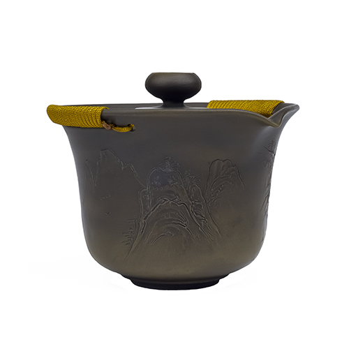 V40堆雕山水側壺［窯變］