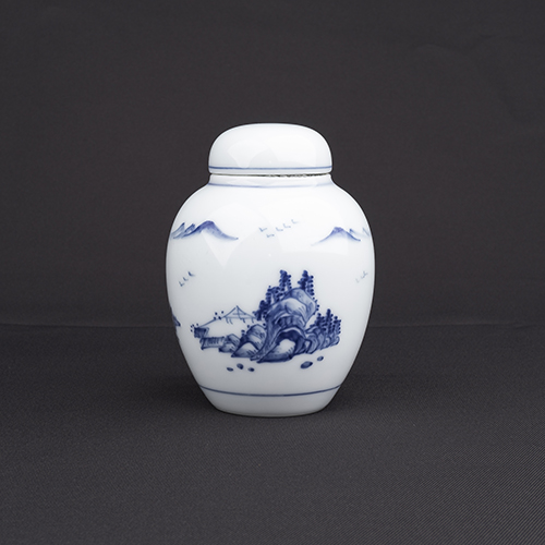 手繪青花-R62茶葉罐［山水］-缺貨