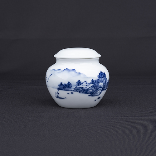 手繪青花-HT66茶罐［山水］-缺貨