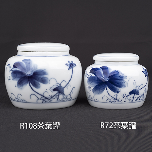 手繪青花-R72茶罐［荷花］-缺貨