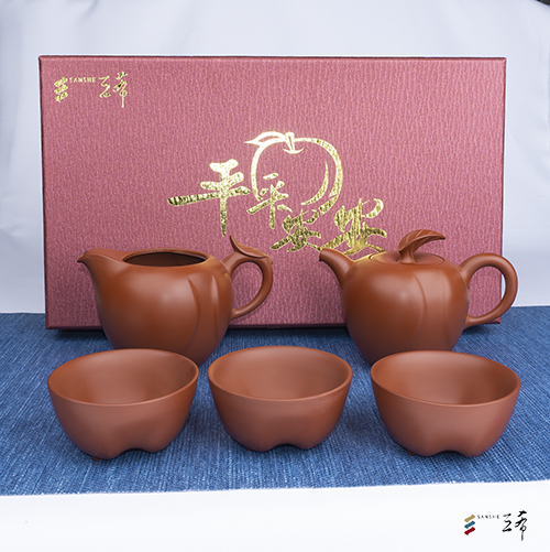 平平安安蘋果茶組 - 朱泥 (1壺1海3杯)