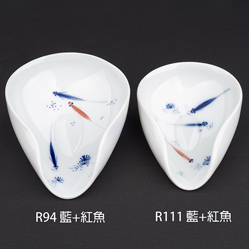 手繪青花-R94茶荷 ［藍+紅魚］- 缺貨