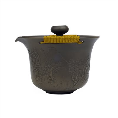 V40堆雕山水側壺［窯變］