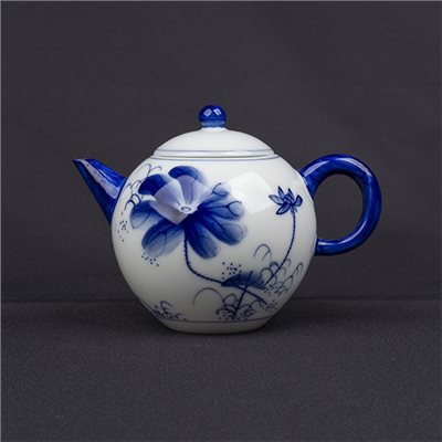 手繪青花-R71小明月壺［藍嘴］［荷花］-缺貨