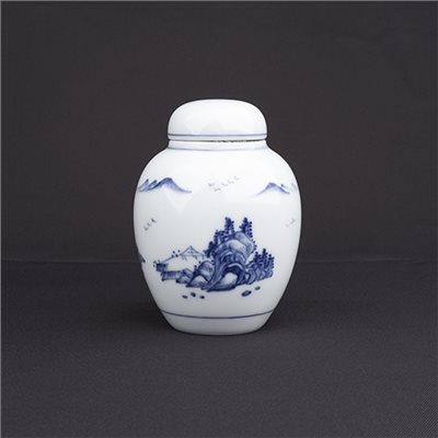 手繪青花-R62茶葉罐［山水］-缺貨