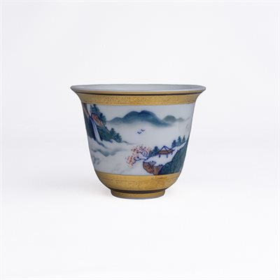 鎏金手繪-A157飲杯［彩山水］