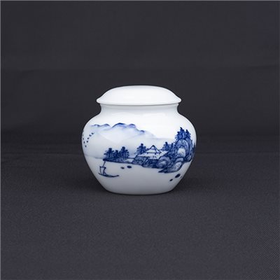 手繪青花-HT66茶罐［山水］-缺貨