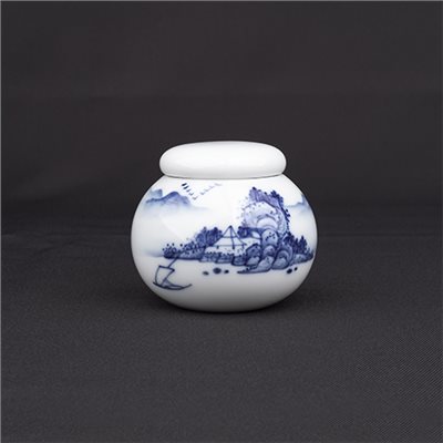 手繪青花-R86茶罐［山水］