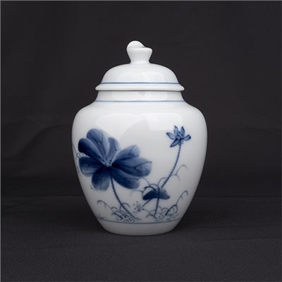 手繪青花A101冠軍茶罐［荷花］