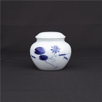 手繪青花-HT66茶葉罐［荷魚］